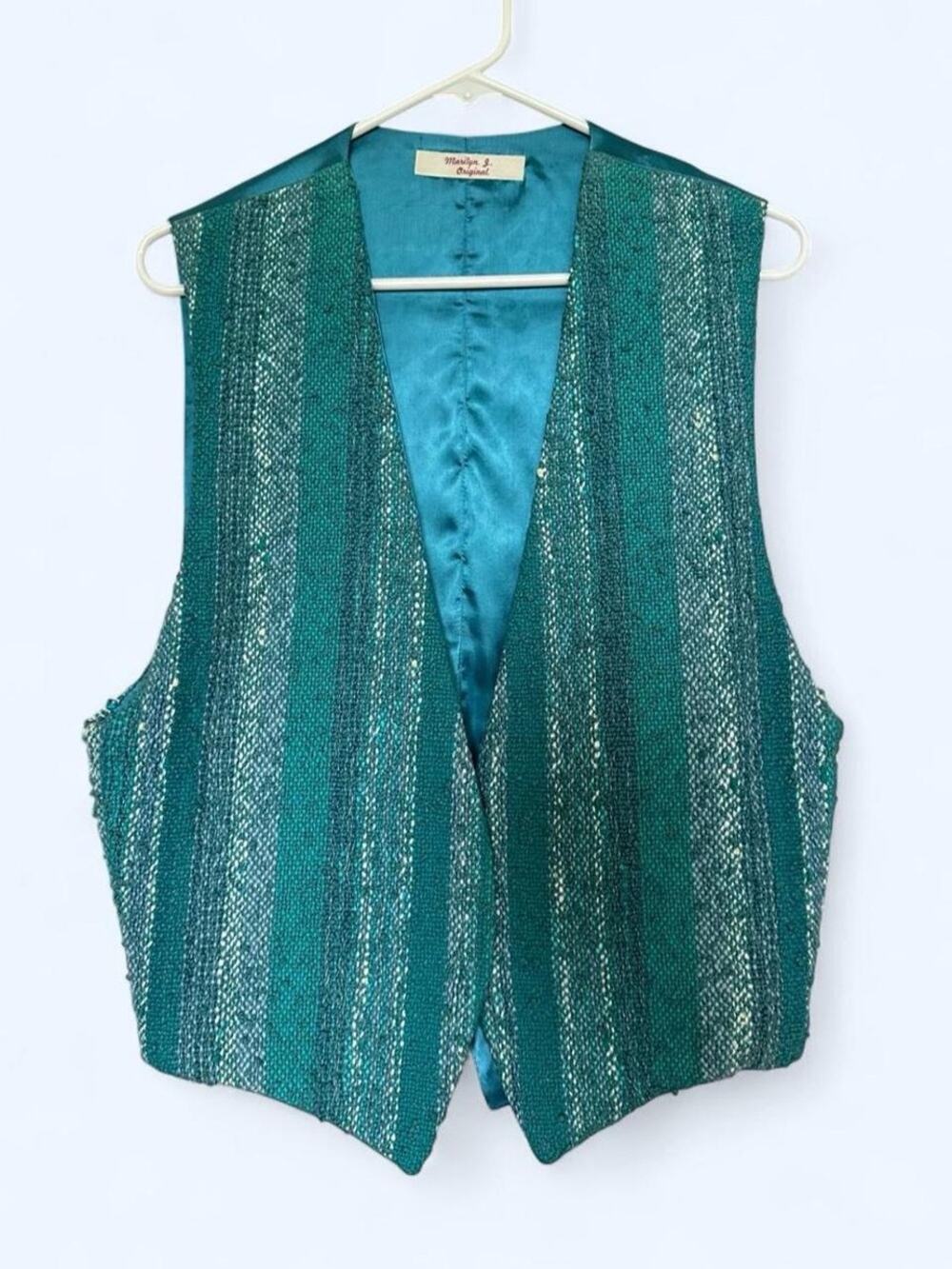 Marilyn J. Original vintage handmade teal blue vest